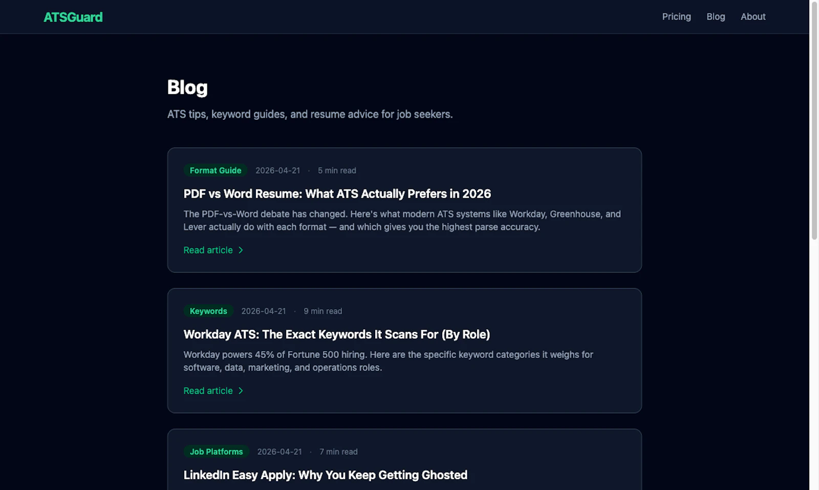 ATSGuard — Free ATS Resume Scanner screenshot 1