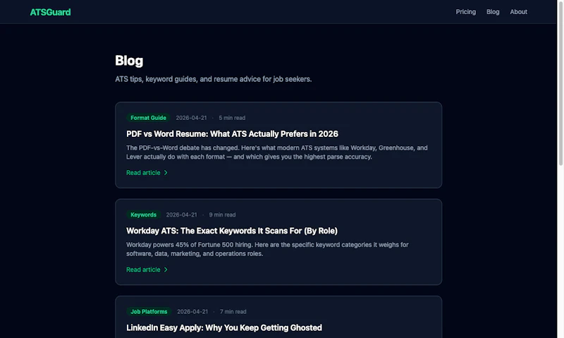 ATSGuard — Free ATS Resume Scanner screenshot 1