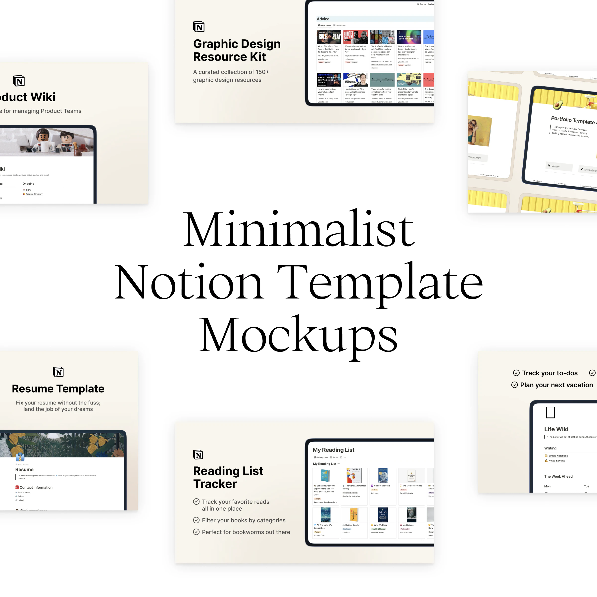 Minimalist Notion Template Mockups