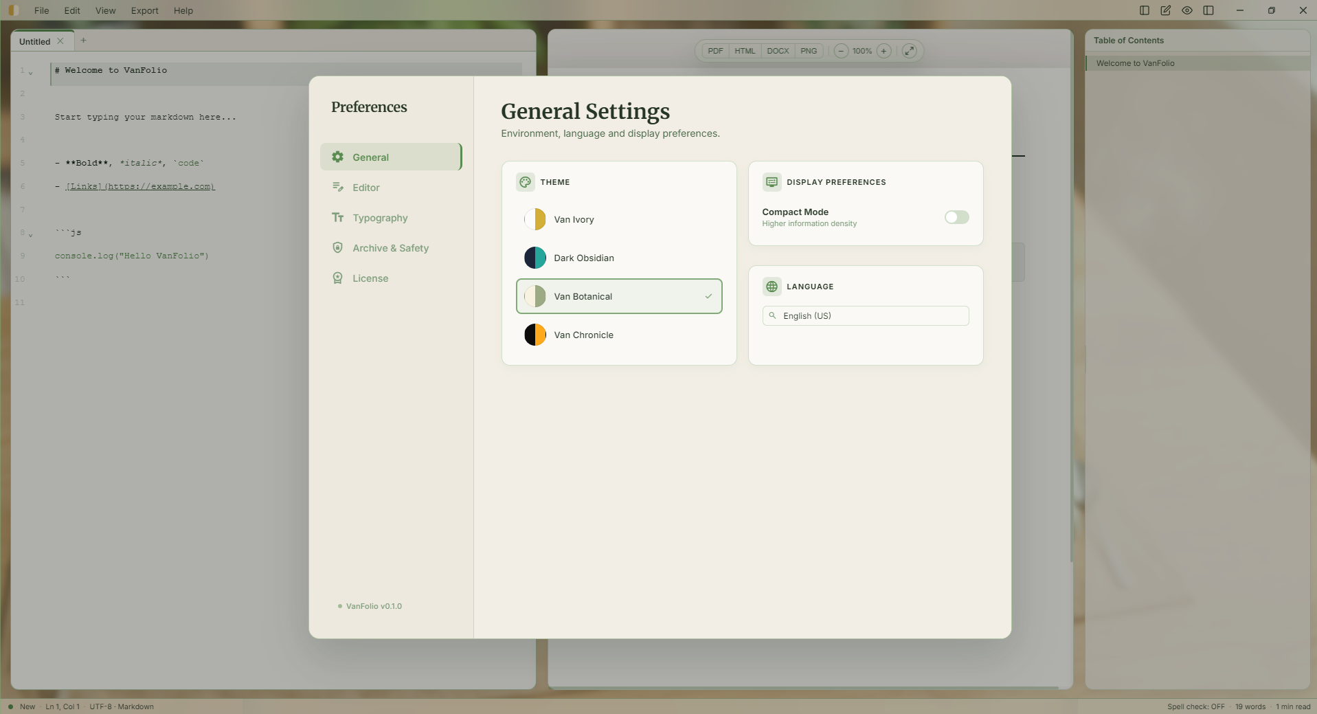 VanFolio — Markdown Workstation gallery image