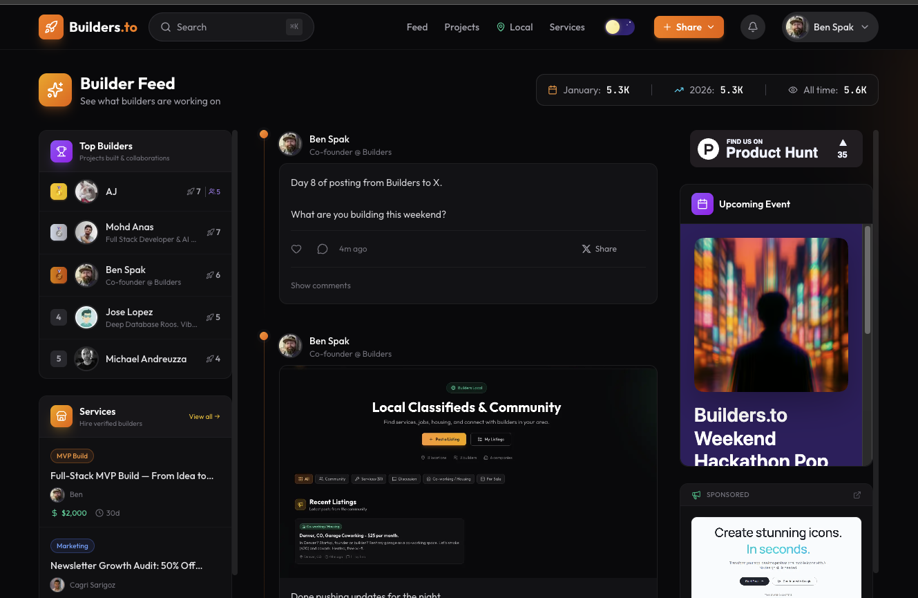Builders.to - Screenshot 2 showing product features and functionality
