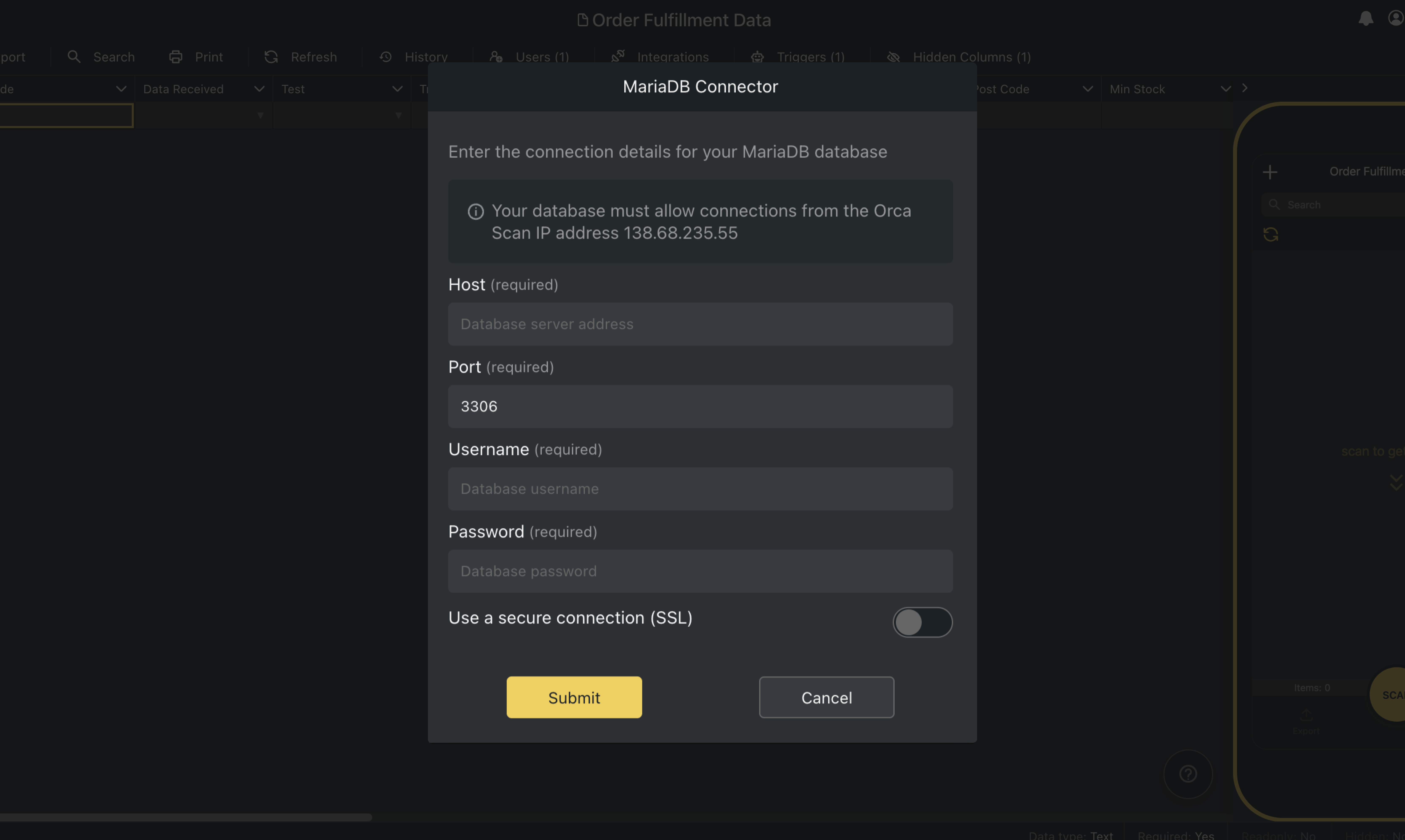 Orca Scan SQL Connectors gallery image