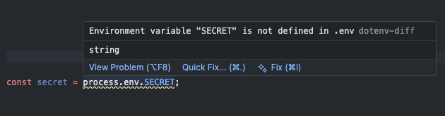 VS code extension - dotenv-diff - Main product screenshot demonstrating key features and user interface