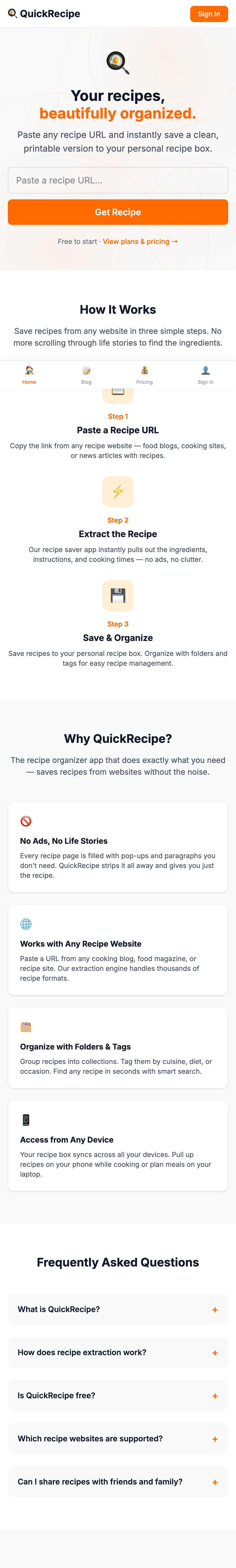 QuickRecipe - Screenshot 3 showing product features and functionality