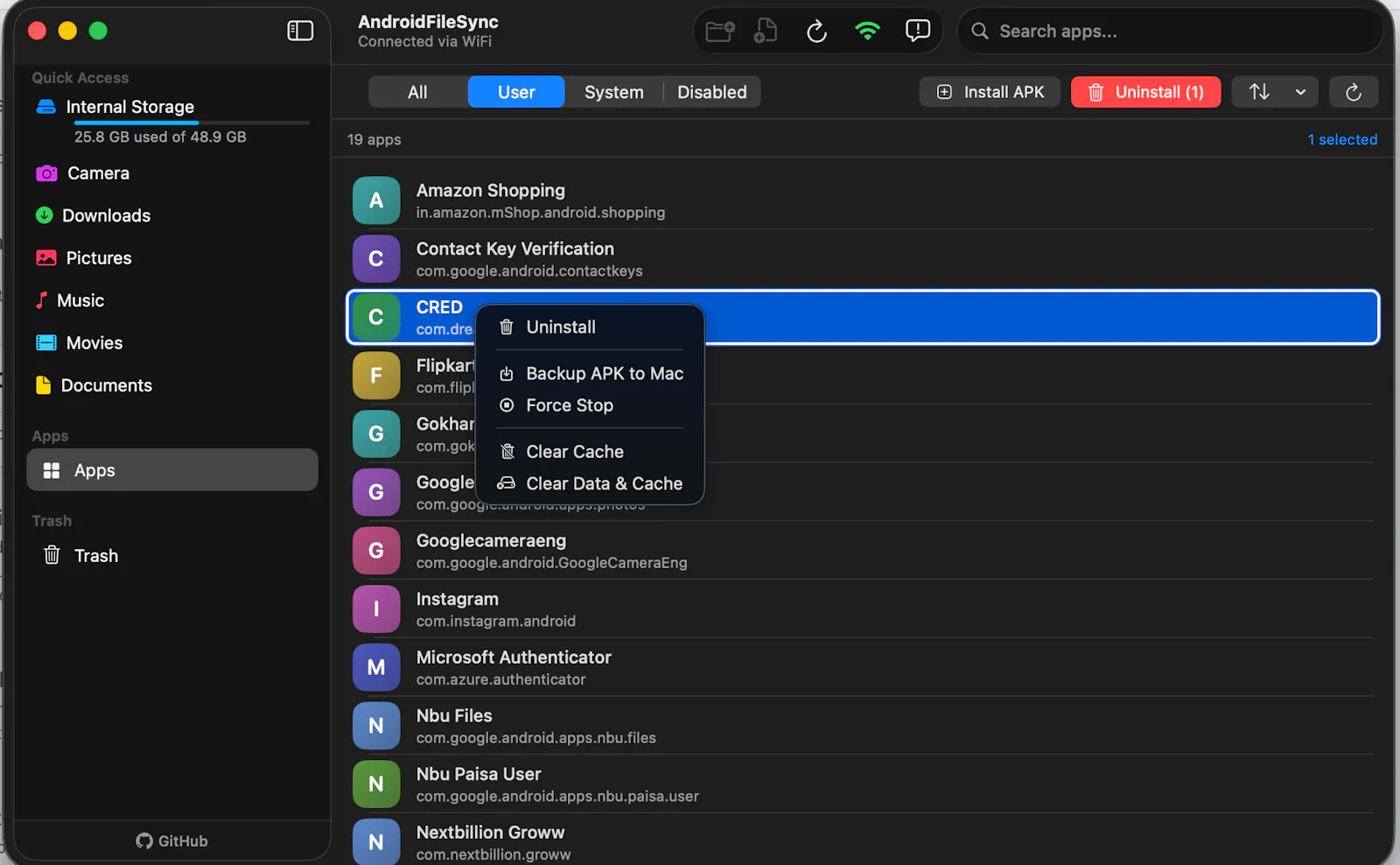 AndroidFileSync screenshot 2
