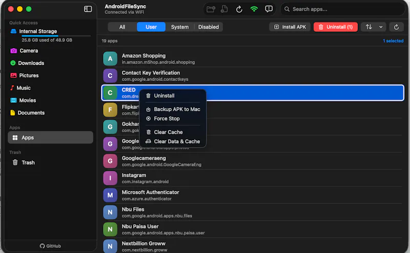 AndroidFileSync screenshot 2