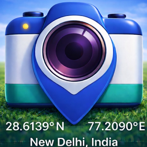 GPS Geo Location Tag Camera - Product Hunt launch logo and brand identity