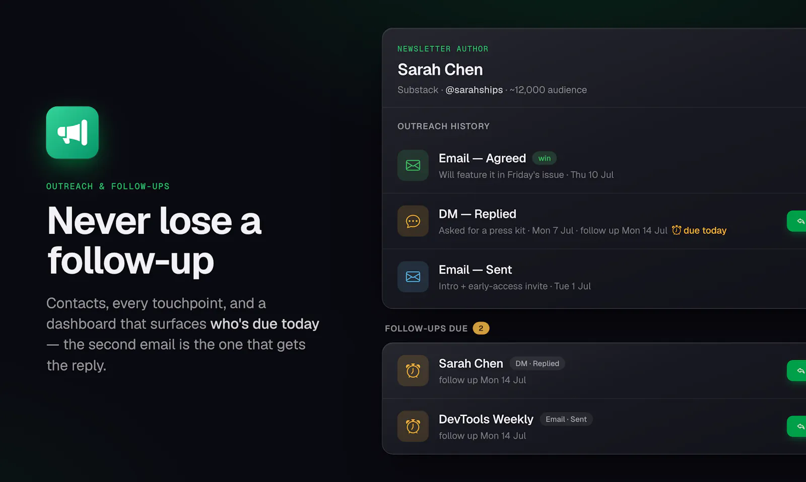 OutreachLog screenshot 1