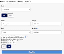 Electric Vehicle Tax Credit Calculator gallery image