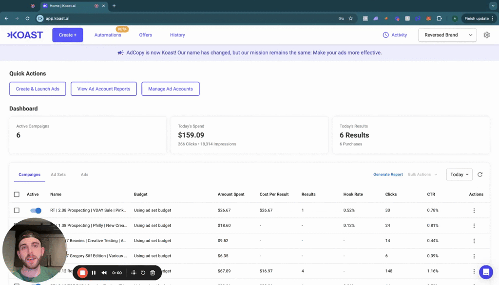 startuptile Koast.ai-Meta Ads Bulk Launching Optimization & Management with AI