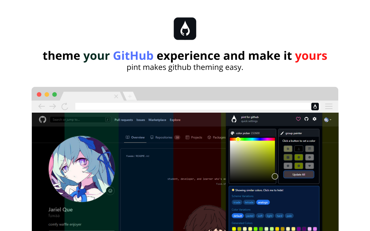 Github के लिए पिंट - एक साधारण क्रोम एक्सटेंशन में थीम गितब की क्षमता मीडिया 1