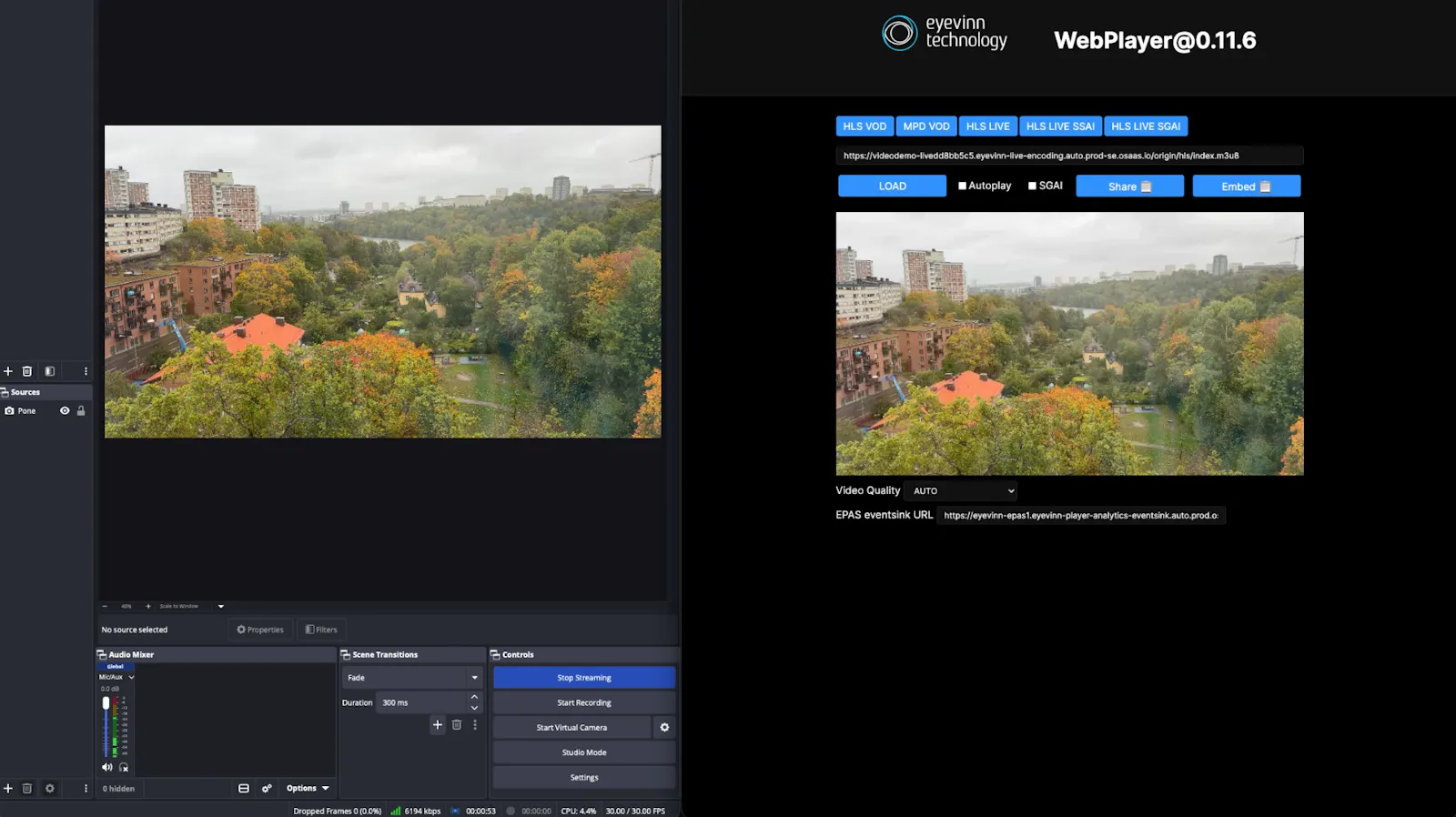 Eyevinn Live Encoding screenshot 2