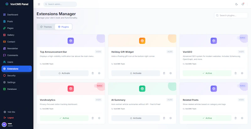 VonCMS screenshot 5