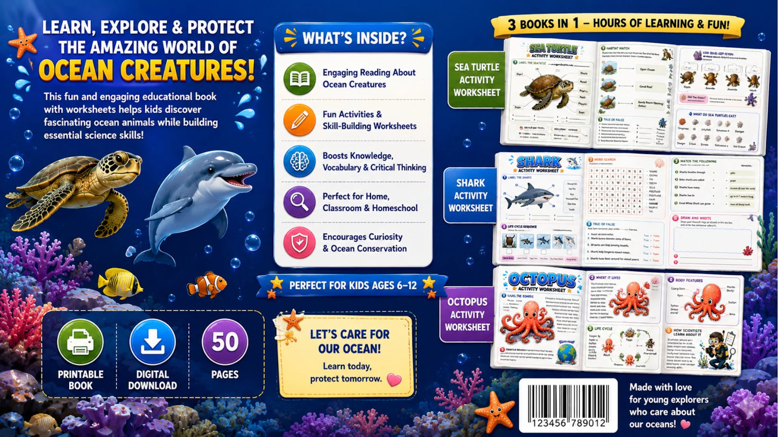 Ocean Creatures Worksheets screenshot 3