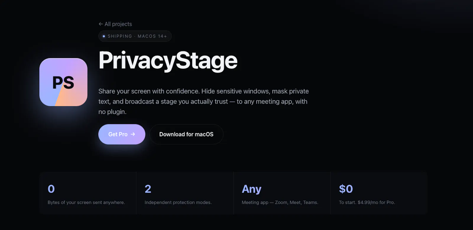 PrivacyStage screenshot 1