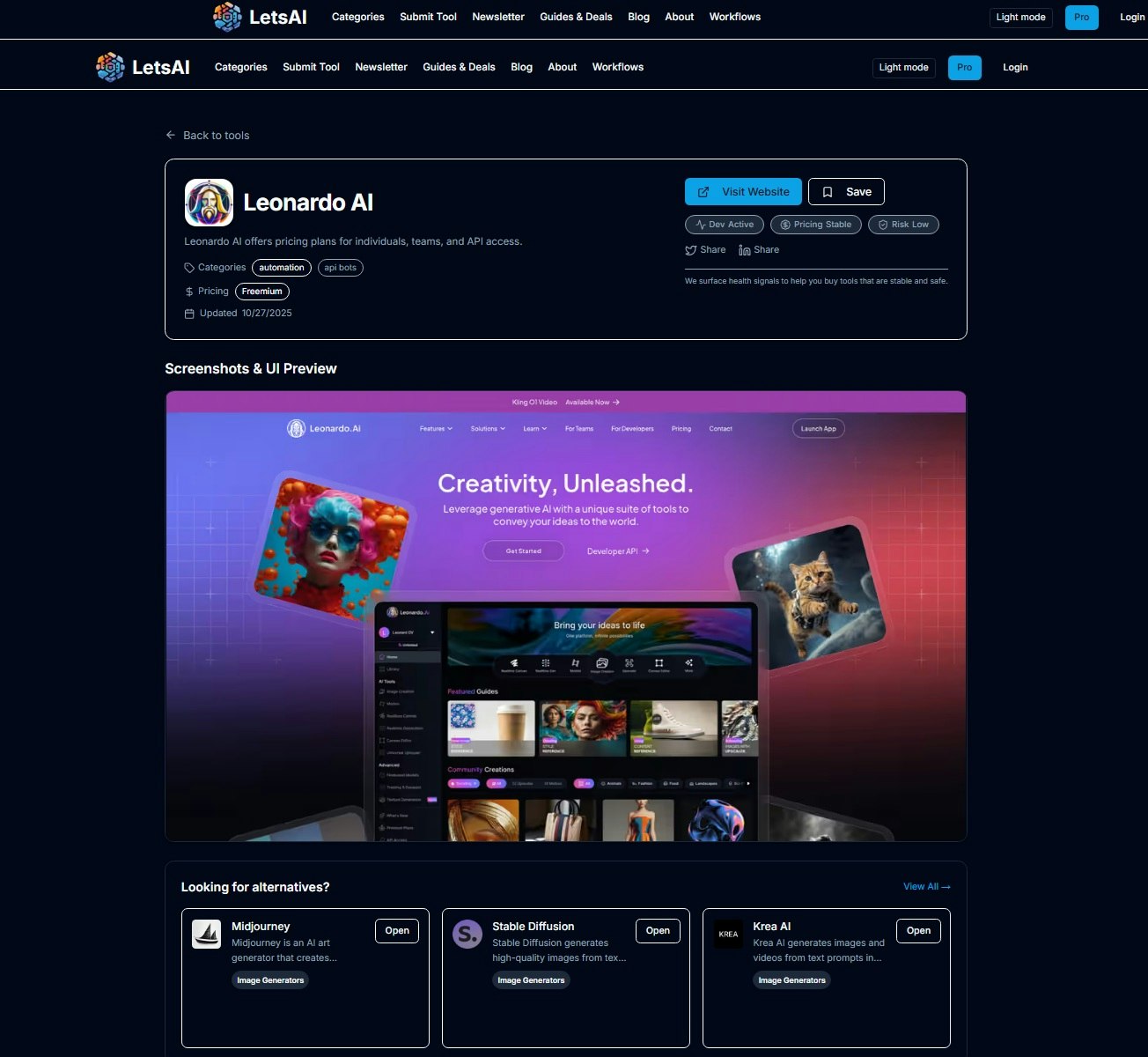 LetsAI – Smarter AI Tool Discovery - Screenshot 4 showing product features and functionality