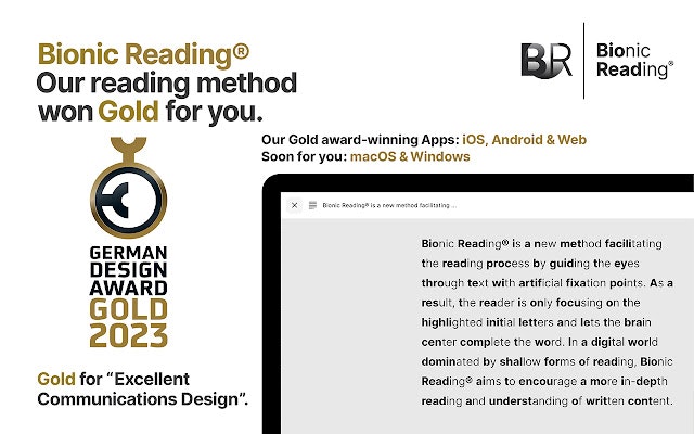 ส่วนขยายโครเมี่ยม Bionic Reading - เร็วขึ้นดีขึ้นมุ่งเน้นมากขึ้นการอ่าน media 2