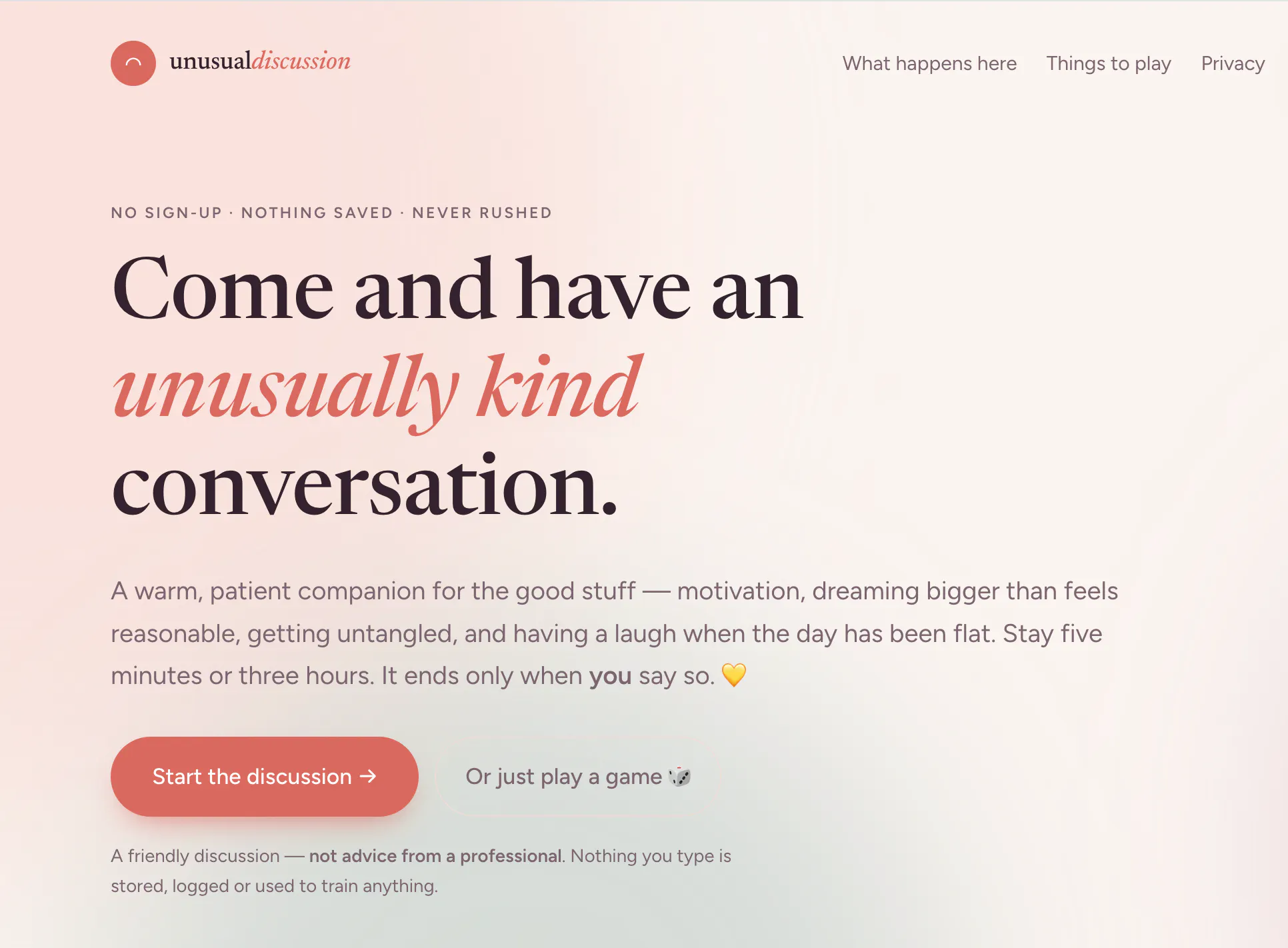 unusualdiscussion — a kind place to talk gallery image