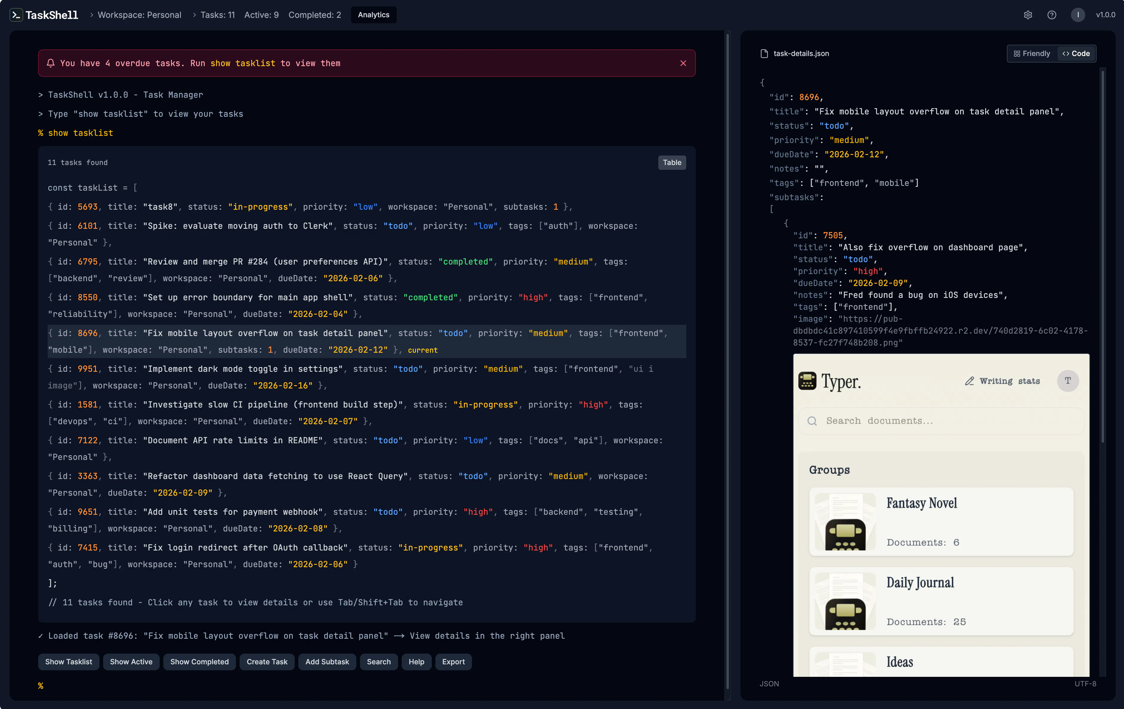 TaskShell: A terminal/IDE-inspired task manager that keeps you in flow ...