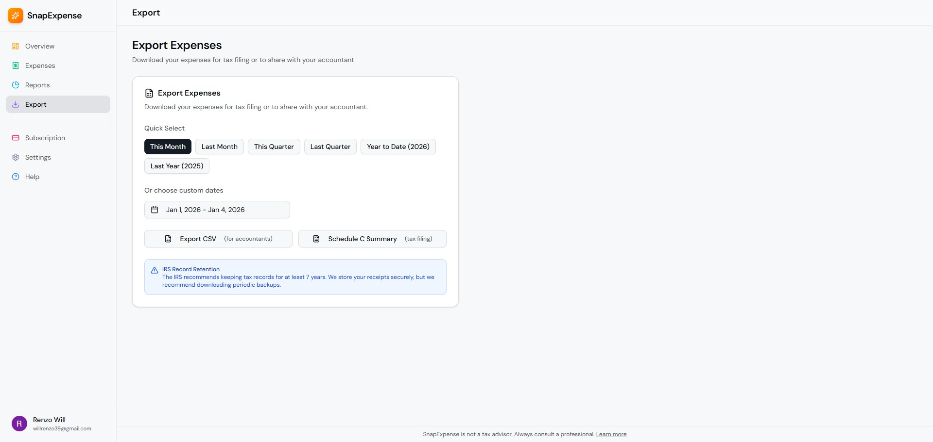 SnapExpense - Screenshot 5 showing product features and functionality