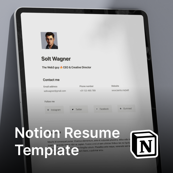 Resume Builder Notion Template