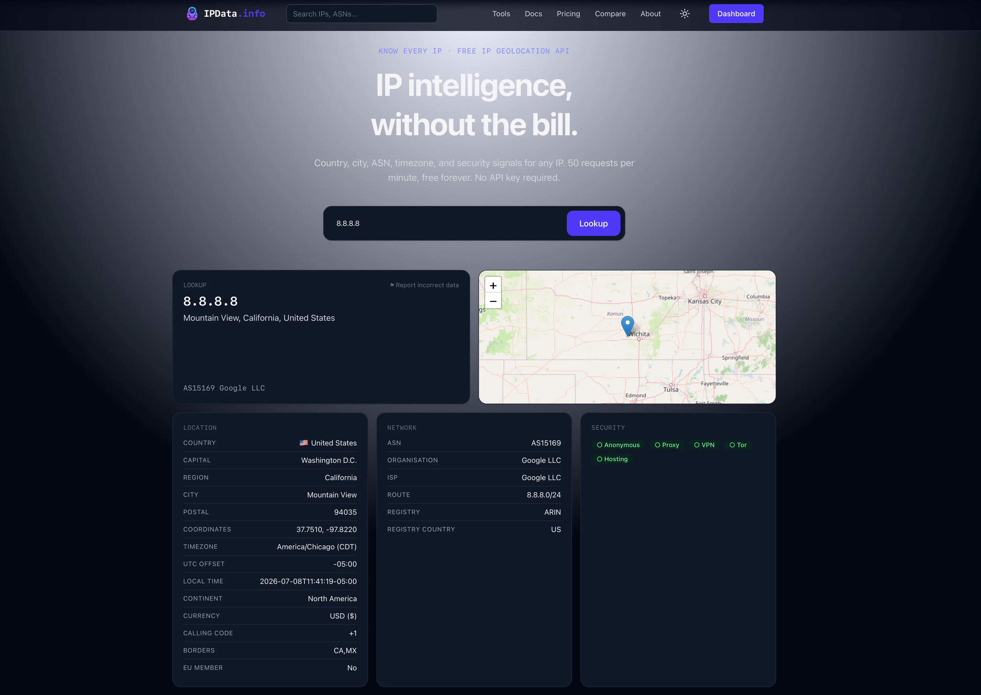 Know every IP — free IP geolocation API gallery image