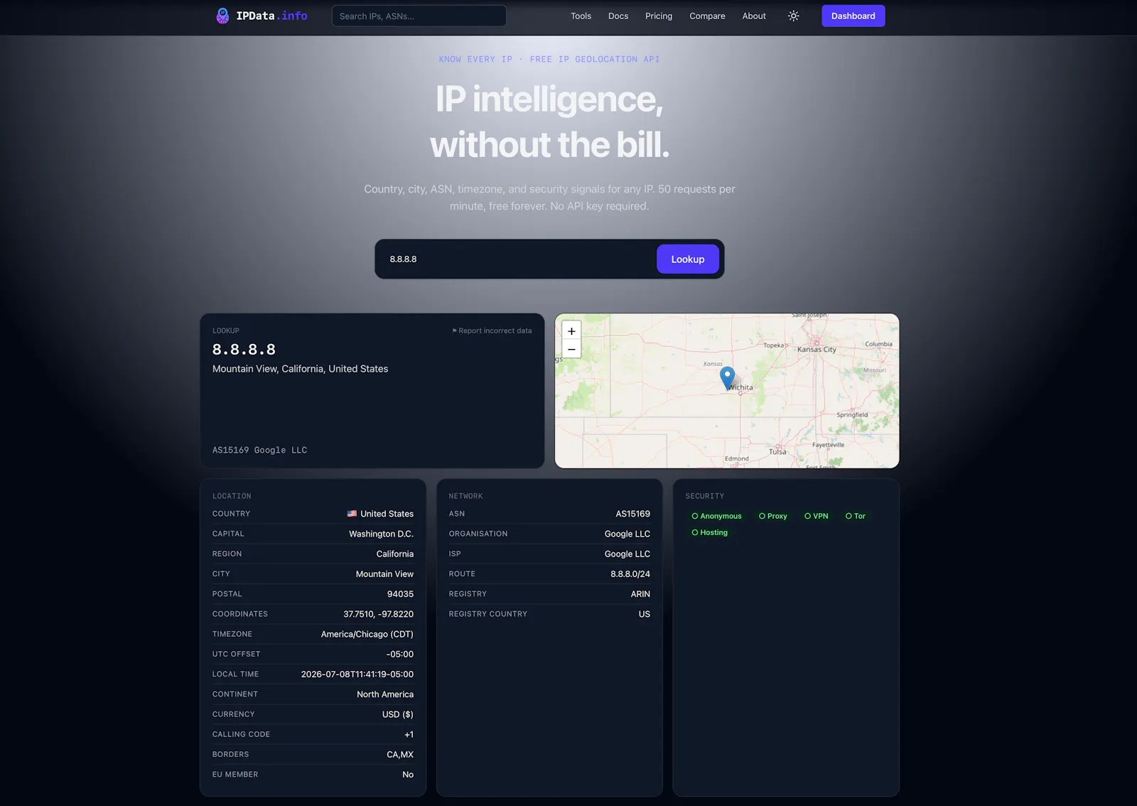 Know every IP — free IP geolocation API screenshot 1