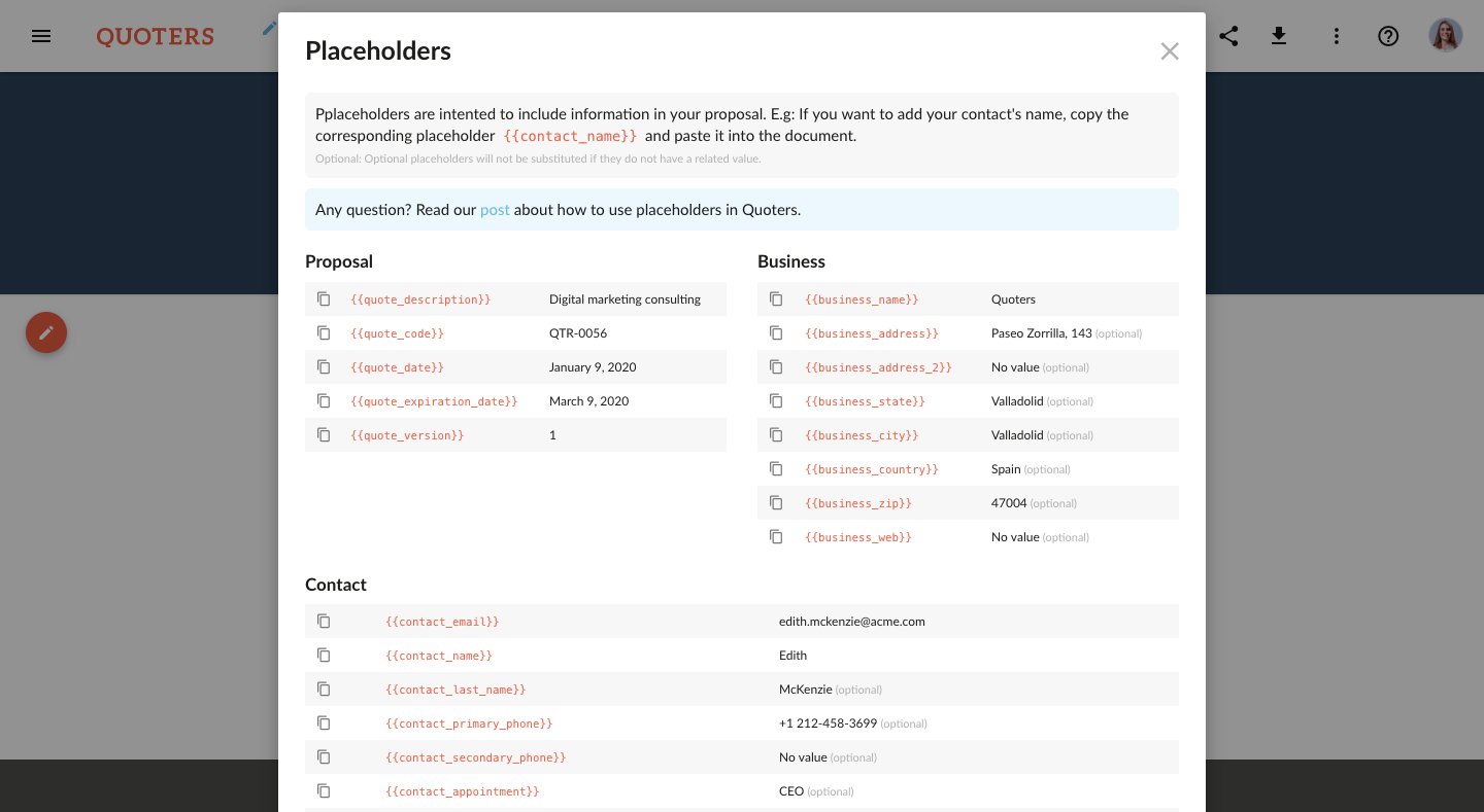 Quoters, proposal software gallery image