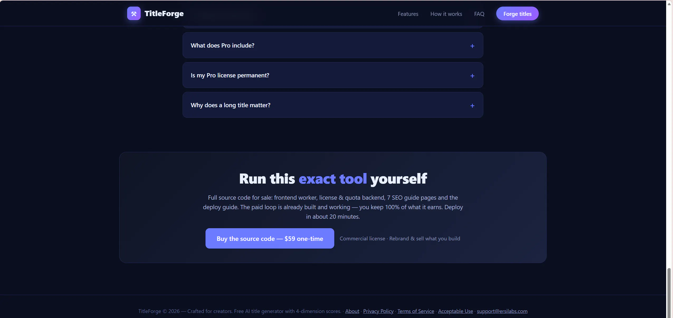 TitleForge — AI YouTube Title Generator gallery image