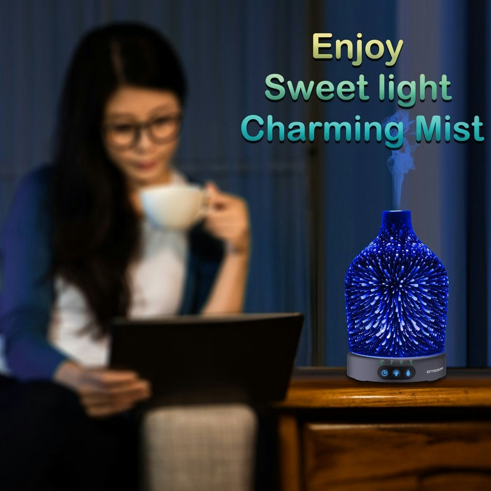 SZTROKIA 200ml Essential Oil Diffuser Humidifier, Metal Base,Ultrasonic Technology Cool Mist gallery image