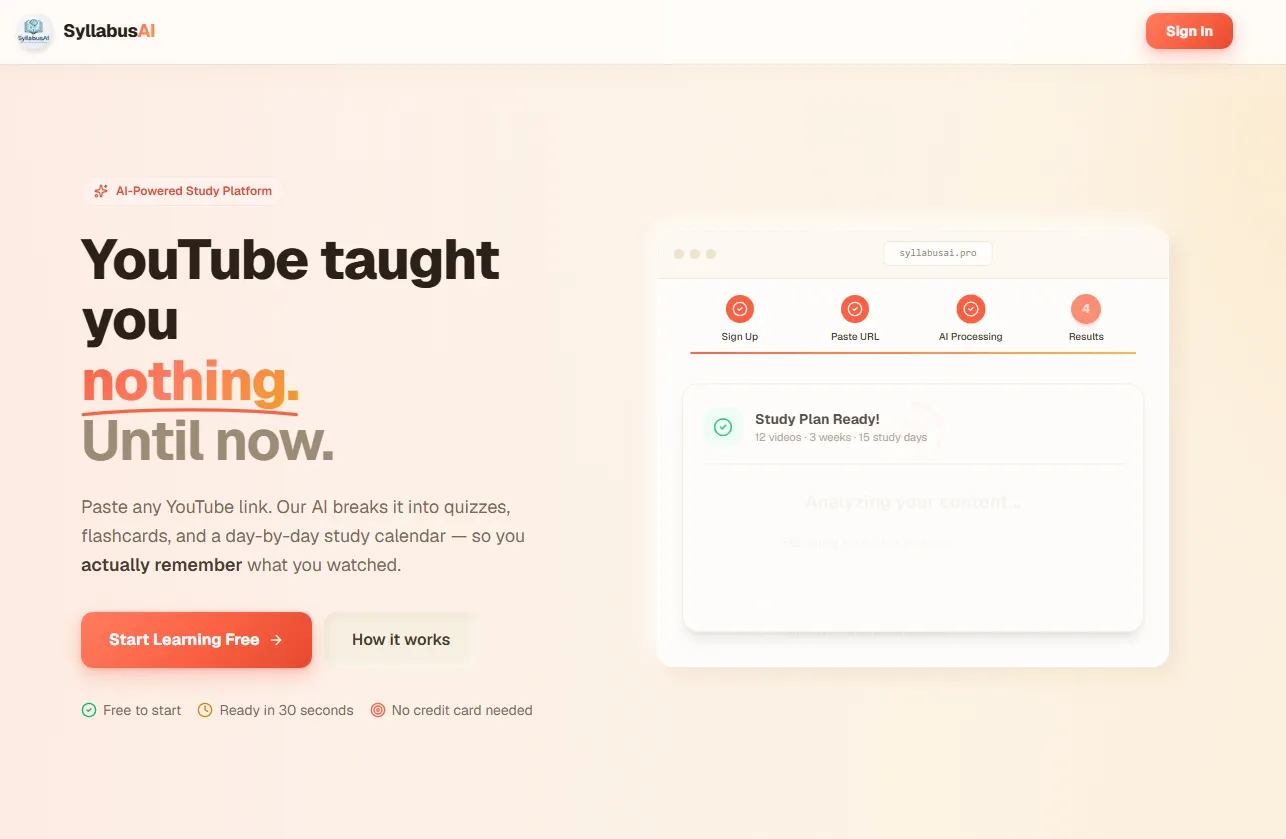 SyllabusAI YouTube to structure learning gallery image