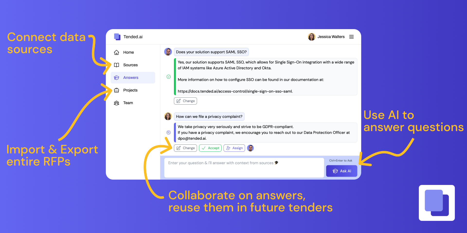 startuptile Tended.ai-Answer RFPs and customer questions with AI