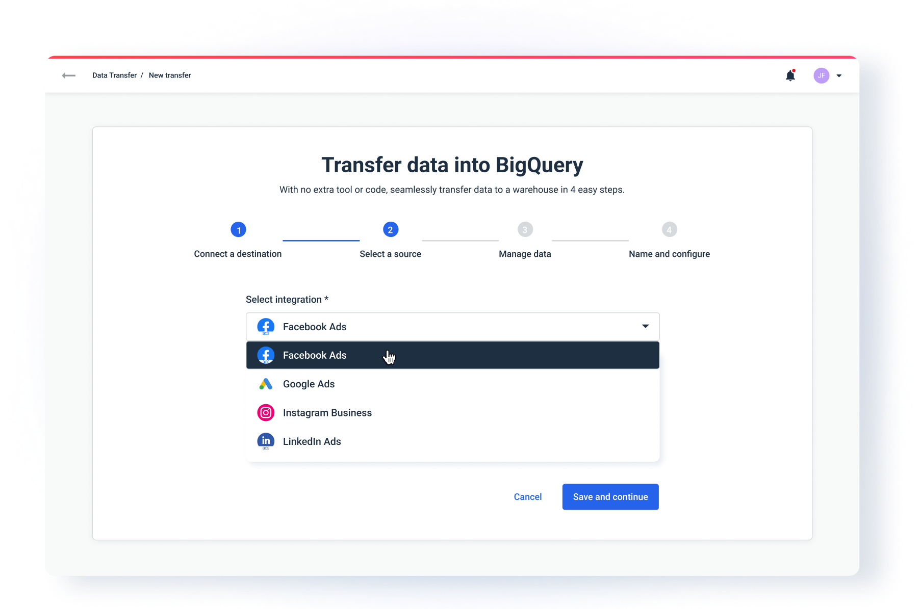 Whatagraph Data Transfer - Move marketing data to BigQuery warehouse, no  code required | Product Hunt