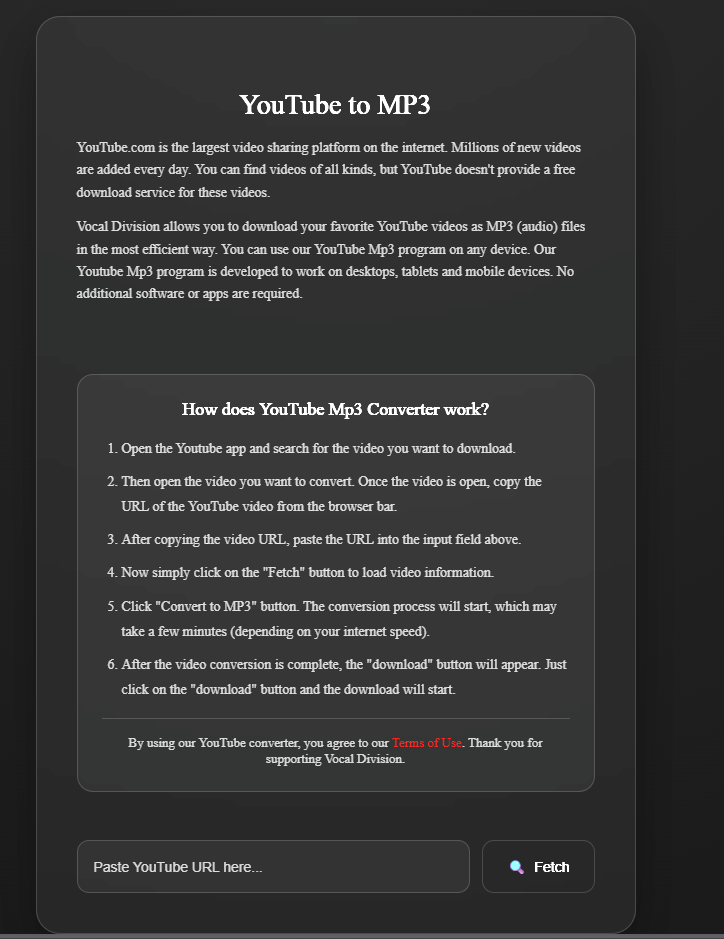 Vocal Division - Screenshot 3 showing product features and functionality