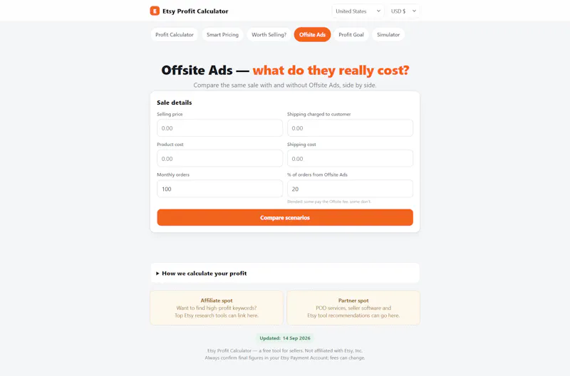 Etsy Profit Calculator screenshot 2