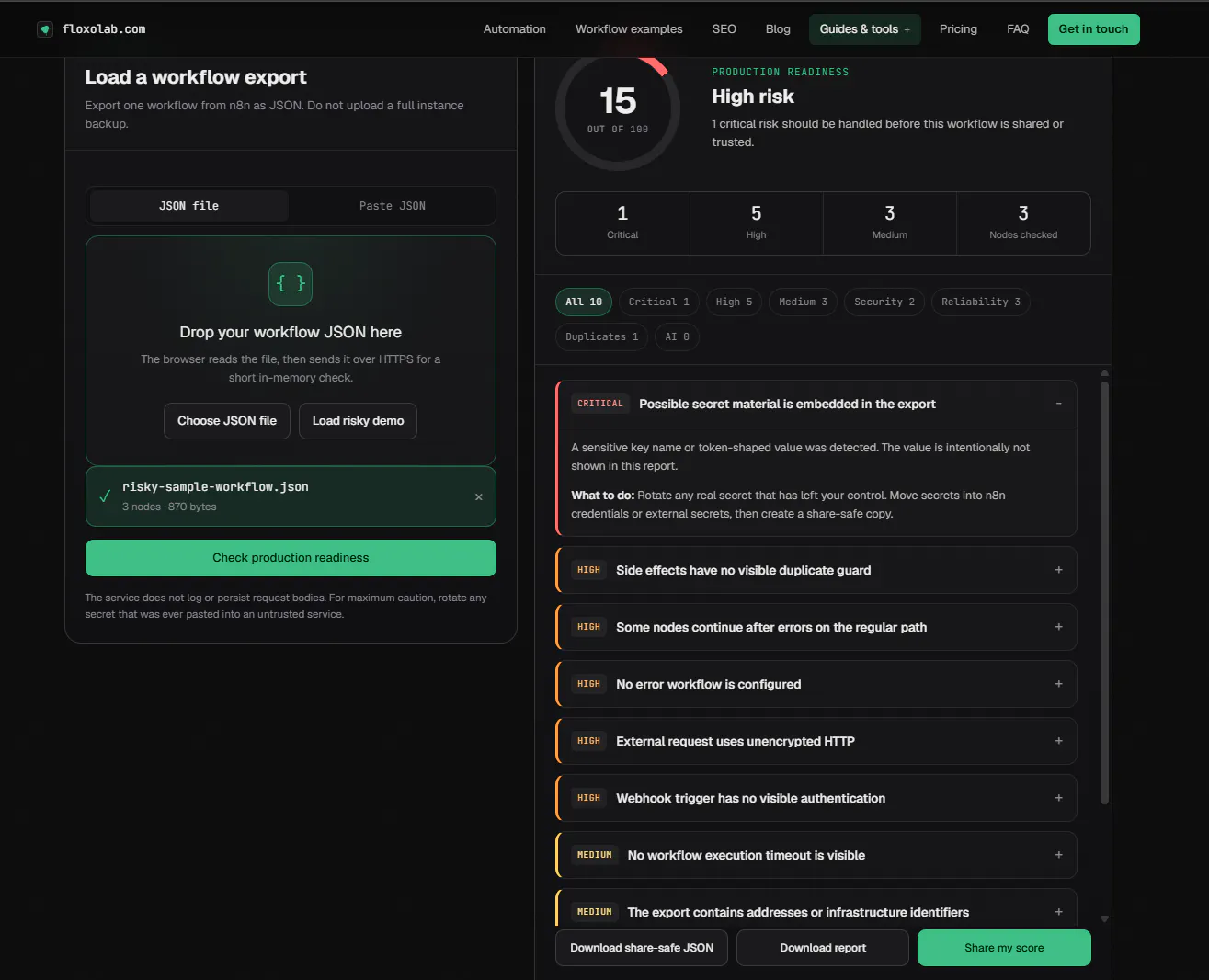 FloxoLab n8n Workflow Checker gallery image