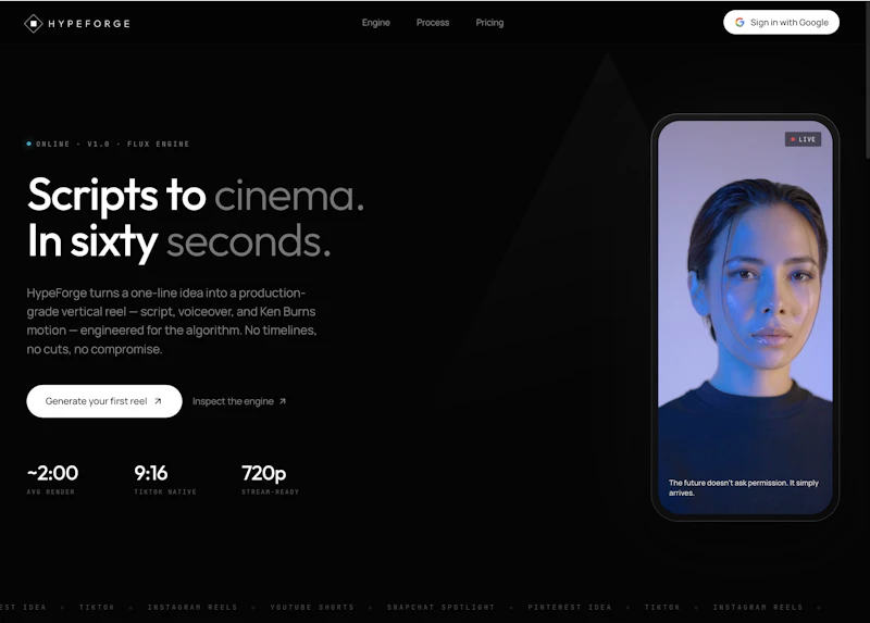 Hypeforge — Turn ideas into viral videos screenshot 1
