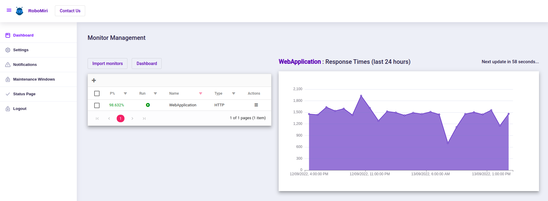 RoboMiri - Uptime Monitor gallery image