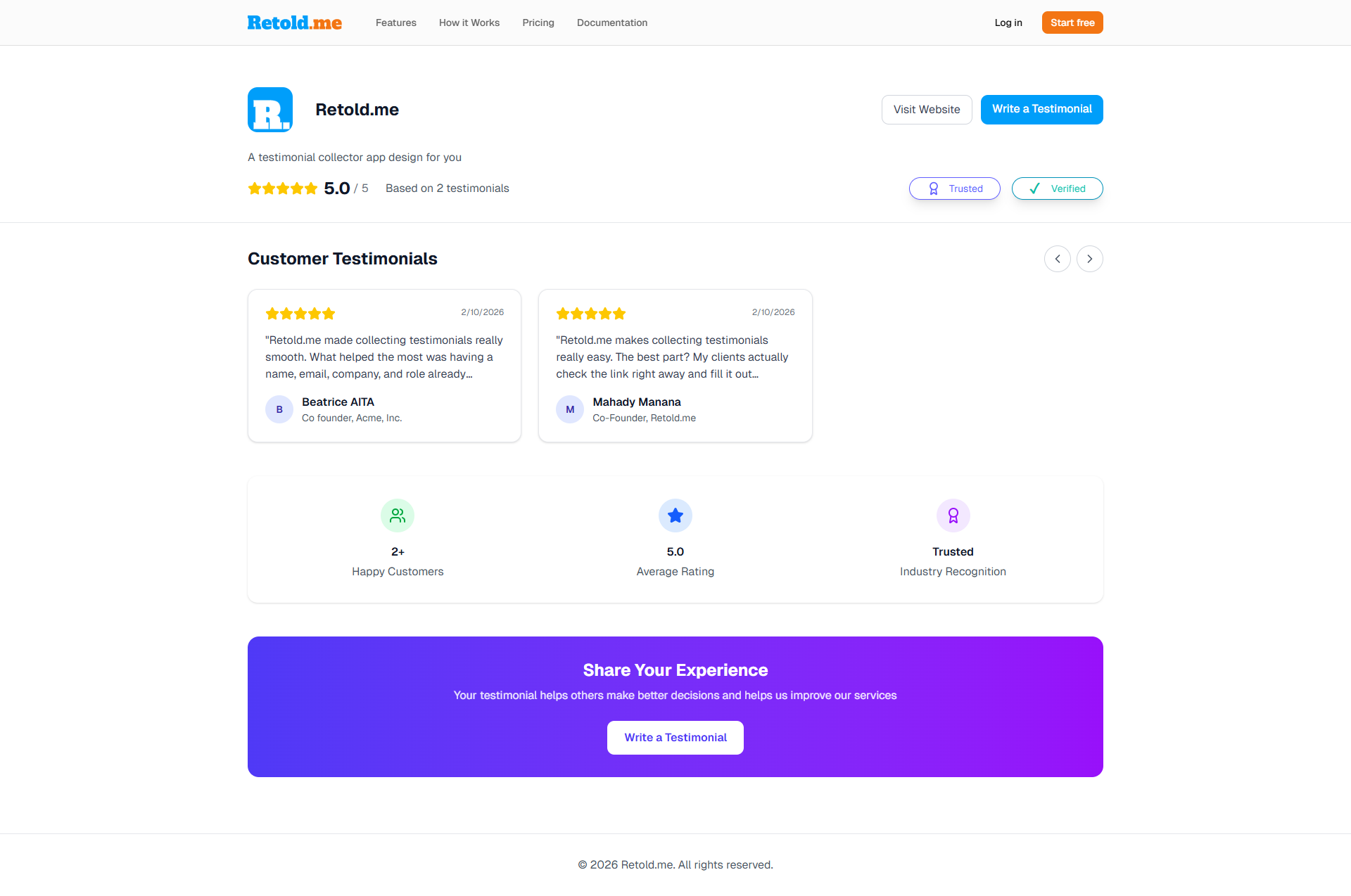 Retold.me - Screenshot 5 showing product features and functionality