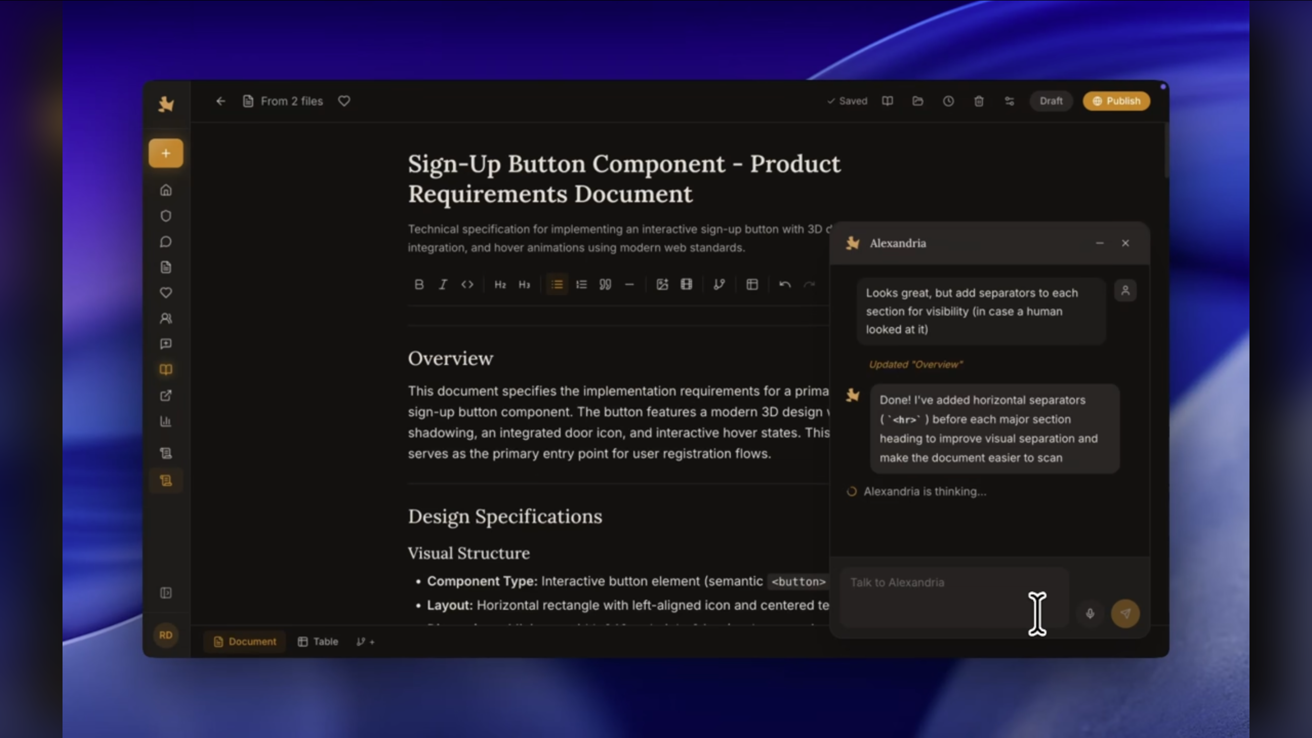 Alexandria - Screenshot 2 showing product features and functionality