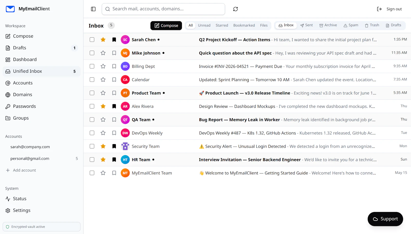 MyEmailClient screenshot 2