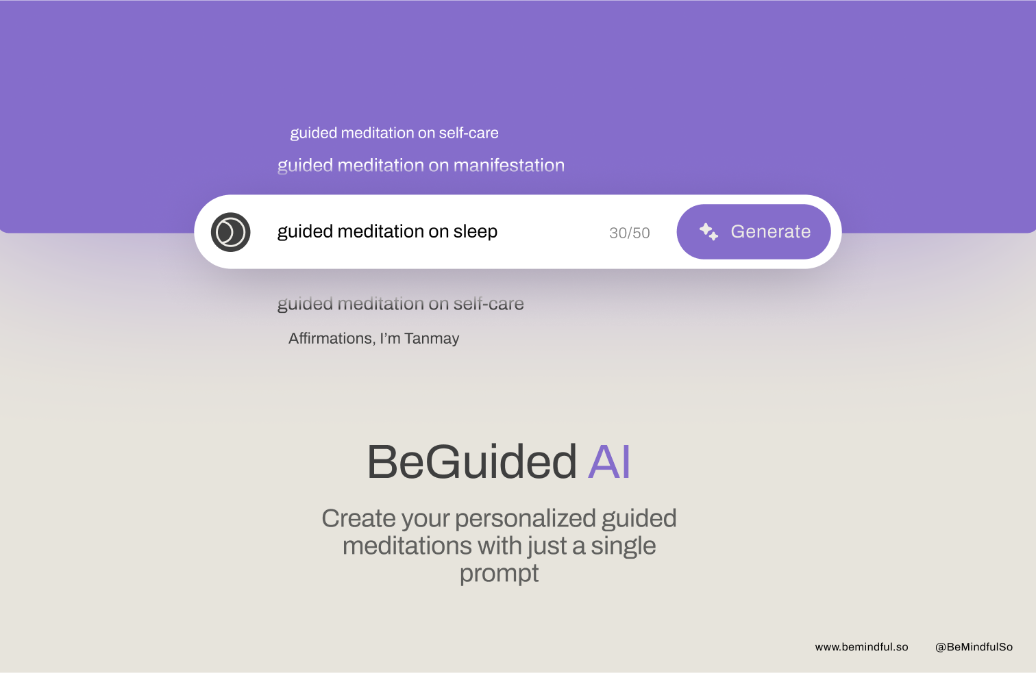 startuptile BeGuided AI-Create personalised guided meditations with a single prompt