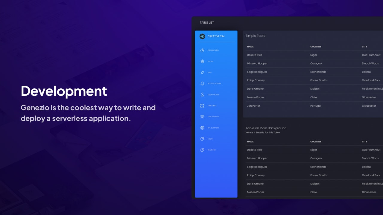 黑色儀表板React Genezio media 2