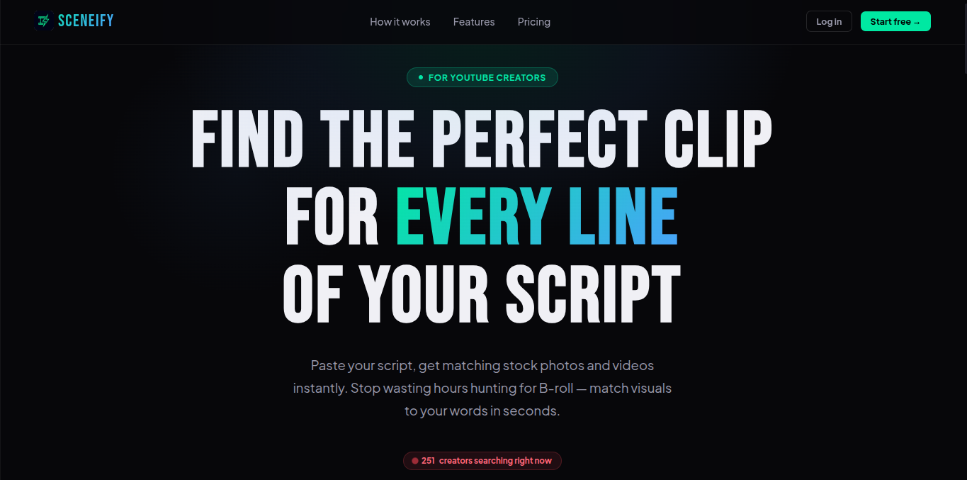 Sceneify: Script to B-roll in Seconds gallery image