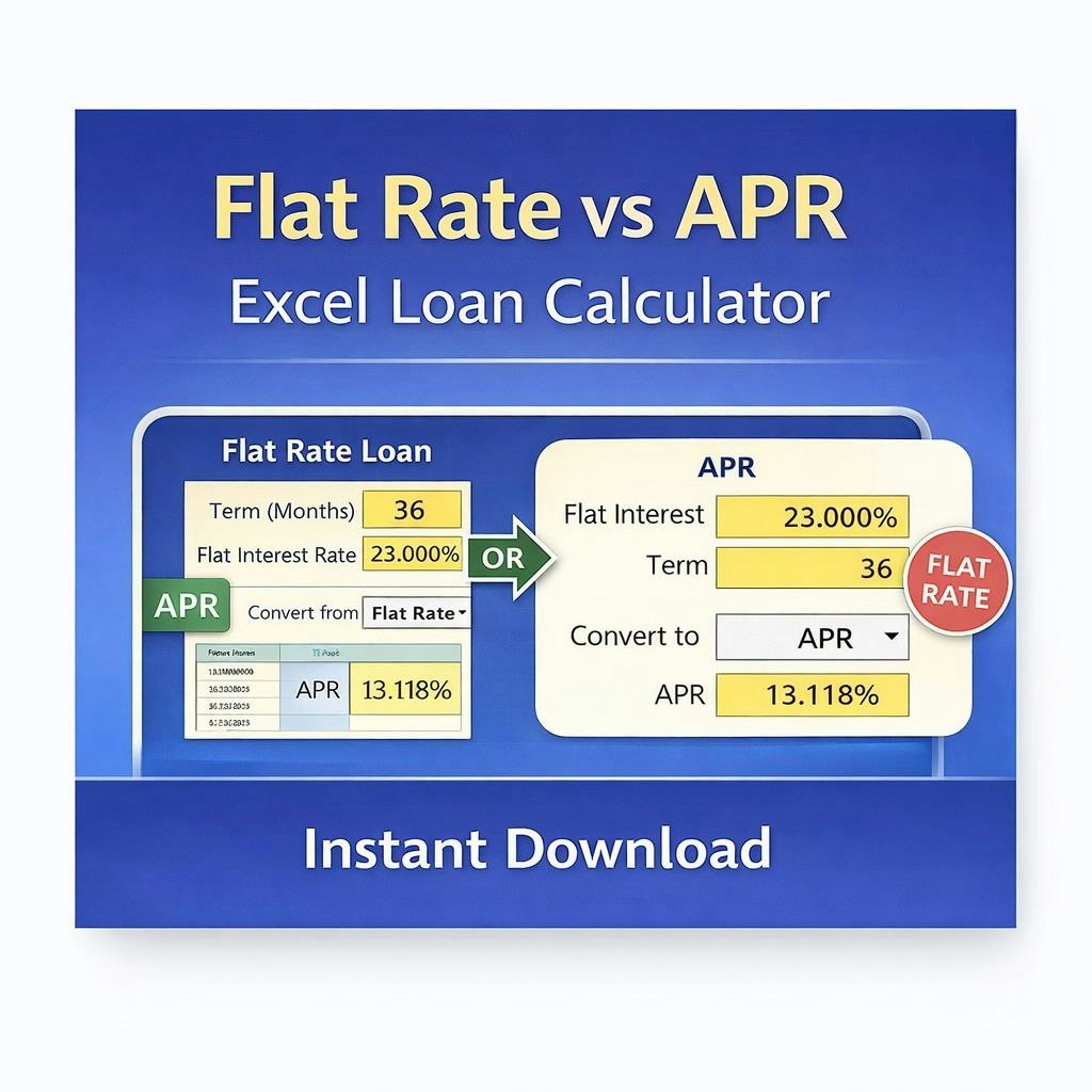 Flat Rate vs APR Excel Calculator - Product Hunt launch logo and brand identity
