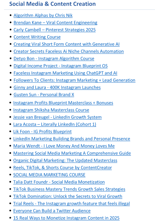 Social Media & Content Creation Courses - Main product screenshot demonstrating key features and user interface