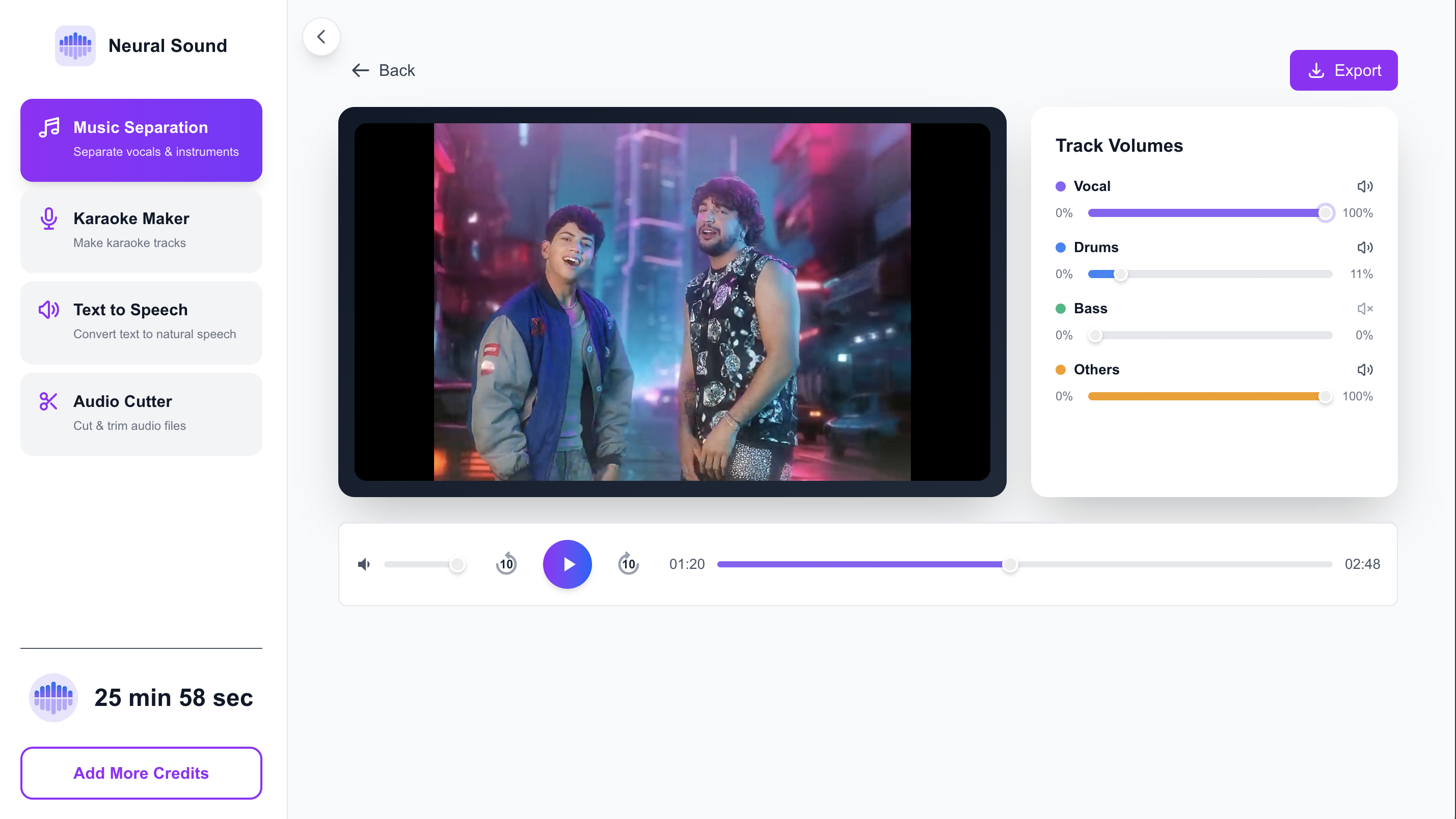 Neural Sound - Main product screenshot demonstrating key features and user interface