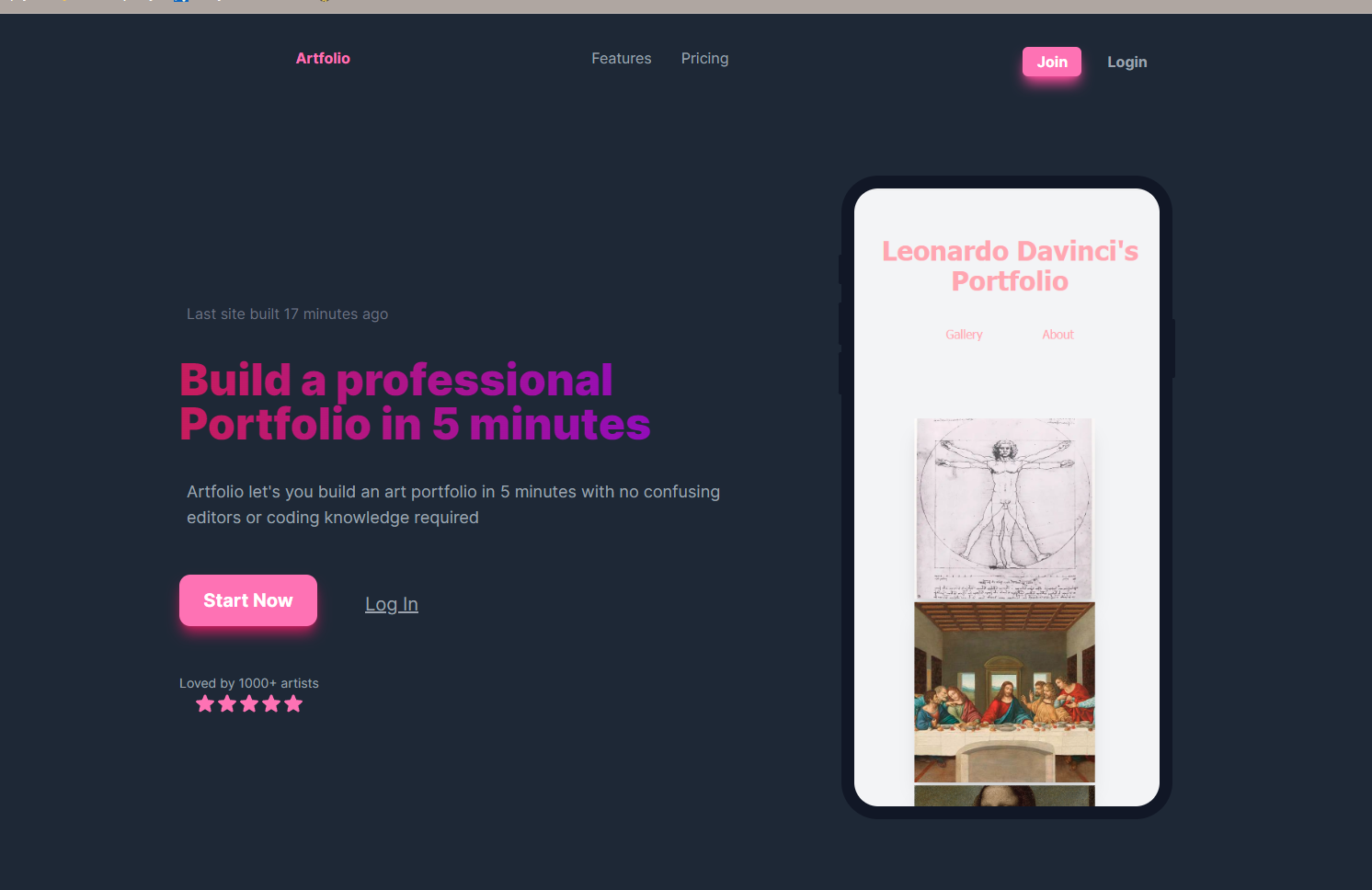 startuptile Artfolio-Build a professional art portfolio in 5 minutes