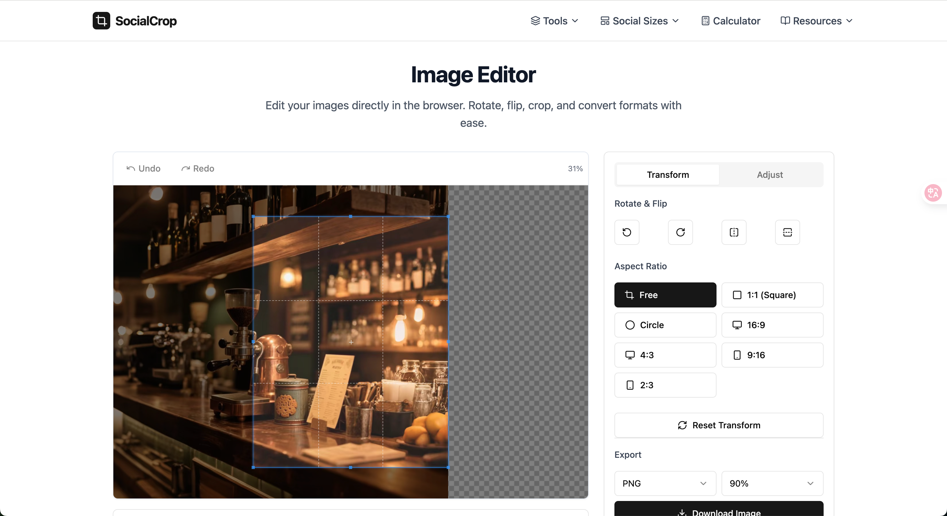 SocialCrop - Screenshot 4 showing product features and functionality
