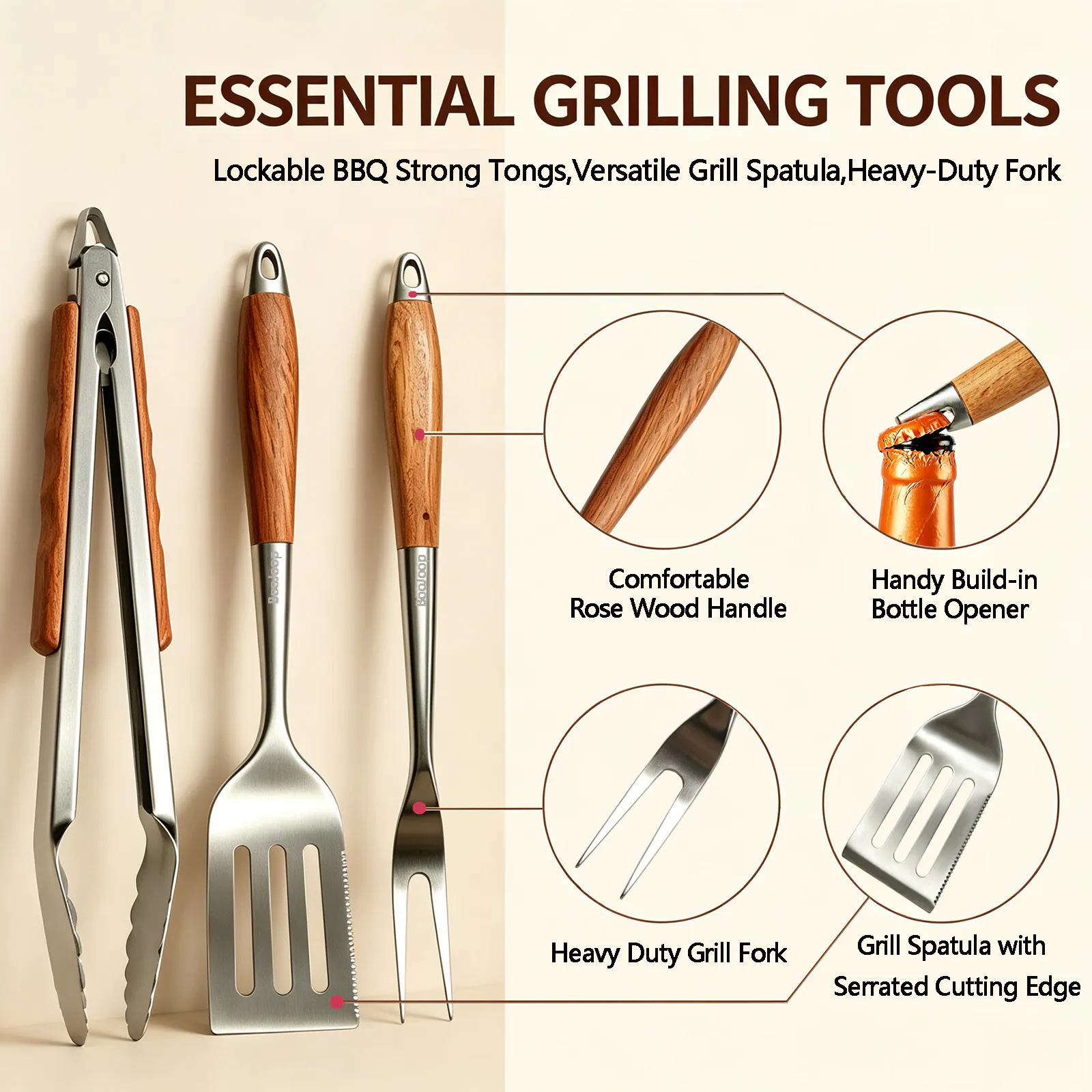 BooJoop 15 Pcs grill tools set gallery image